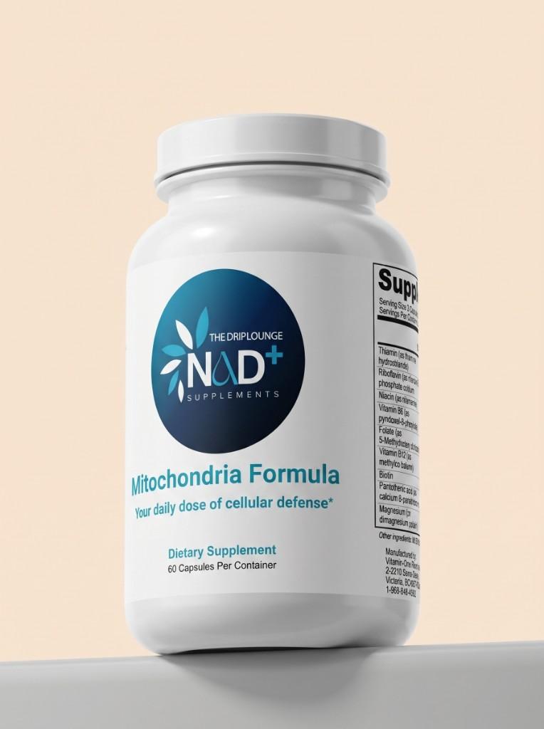 NAD+ Mitochondria Formula supplement bottle by The Drip Lounge